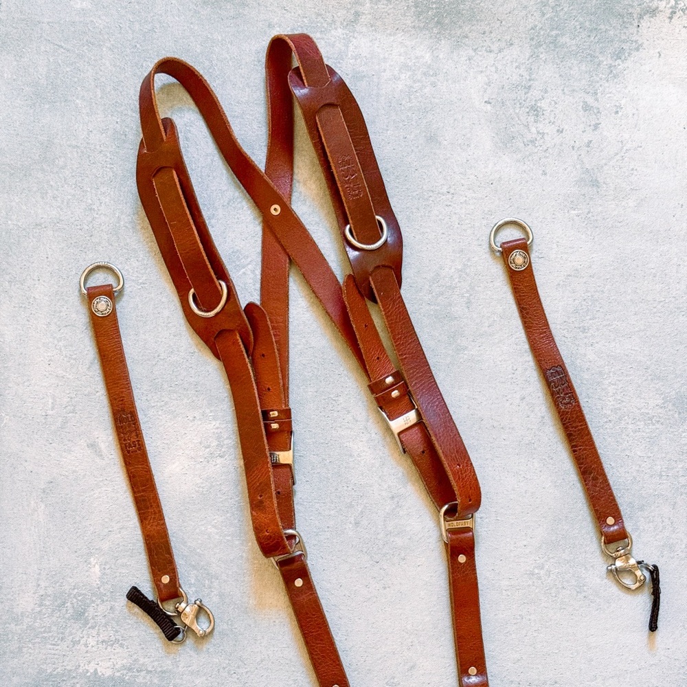 HoldFast Gear Money Maker Water Buffalo Skinny 3 Camera Harness (Tan, Medium)
